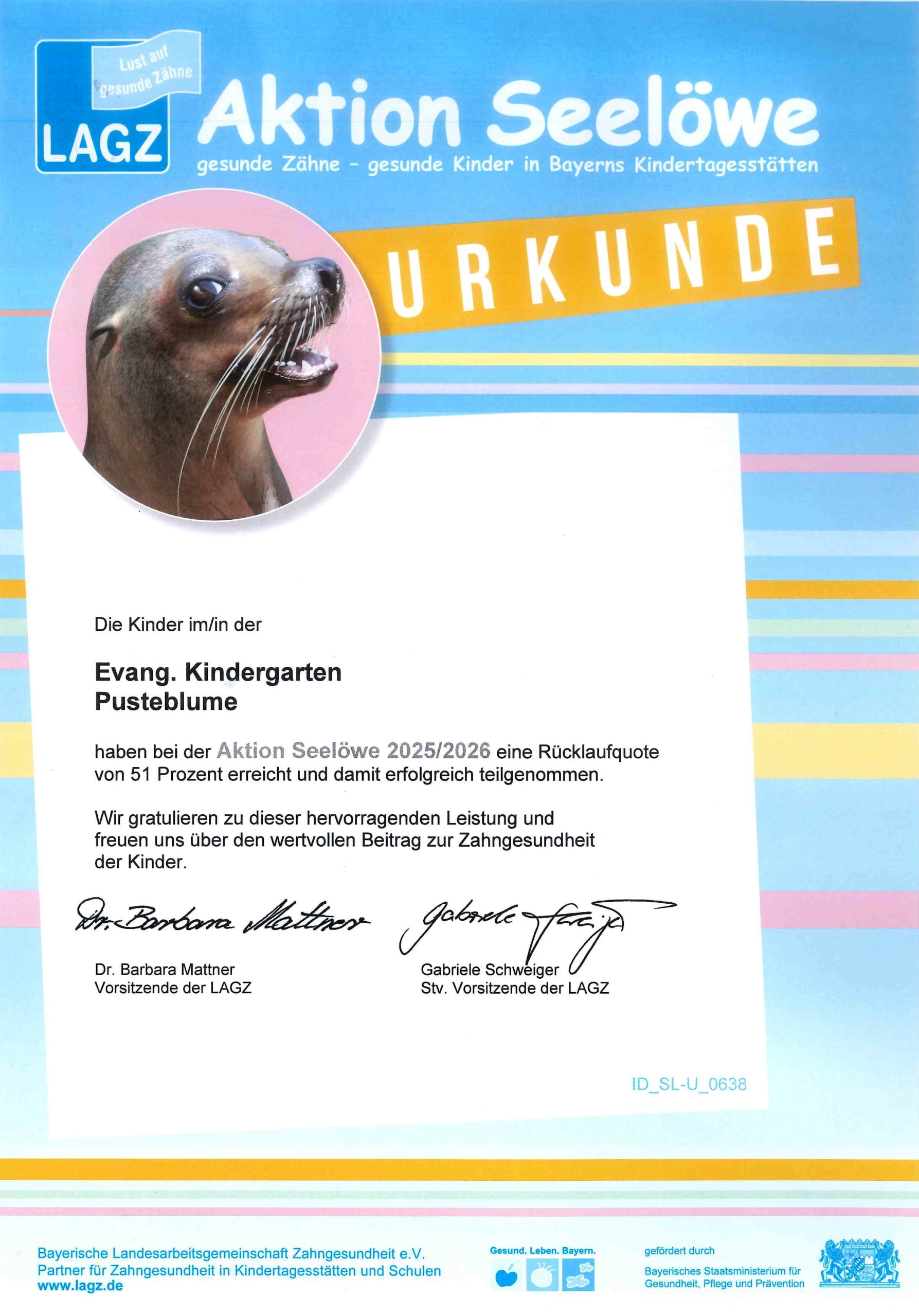 Urkunde der "Aktion Seelöwe" 2026/2026